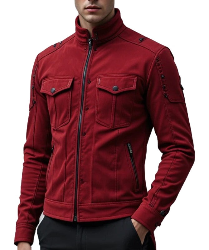 Men’s Red Suede Trucker Jacket