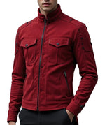 Men’s Red Suede Trucker Jacket