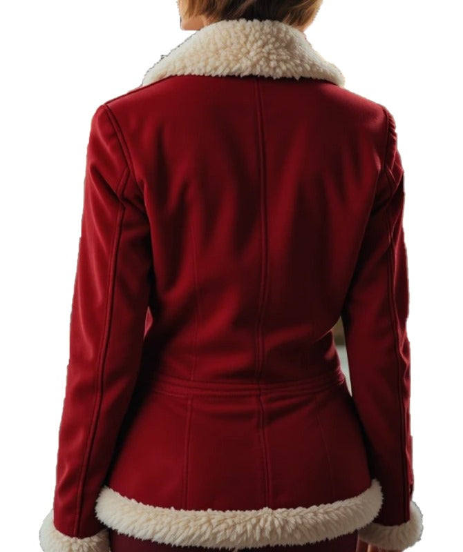 The Ultimate Red Suede Shearling Jacket for Women's