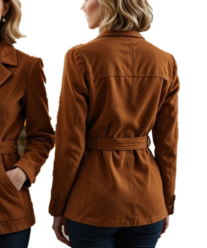 Women’s Brown Suede Belted Jacket