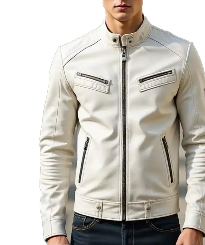 Men’s White Sheep Leather Jacket