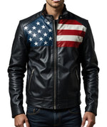 Men’s Genuine Sheep Leather American Flag Jacket