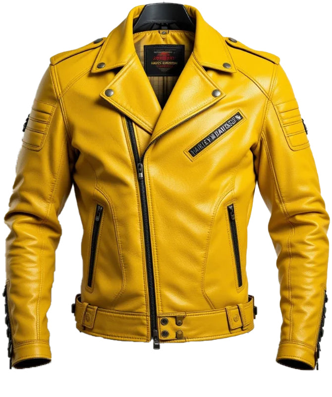 Men’s Yellow Harley Davidson Biker Jacket