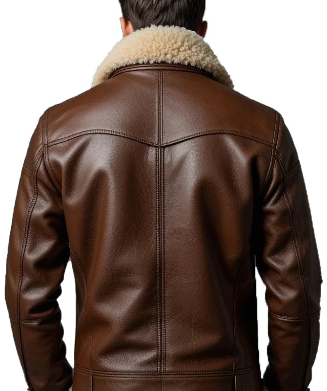 Men’s Brown Sheepskin Jacket with Shearling Collar