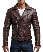 Men’s Premium Brown Sheep Leather Biker Jacket