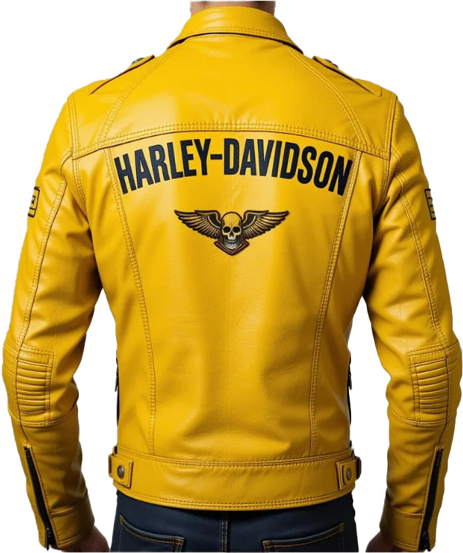 Men’s Yellow Harley Davidson Biker Jacket