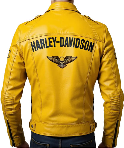 Men’s Yellow Harley Davidson Biker Jacket