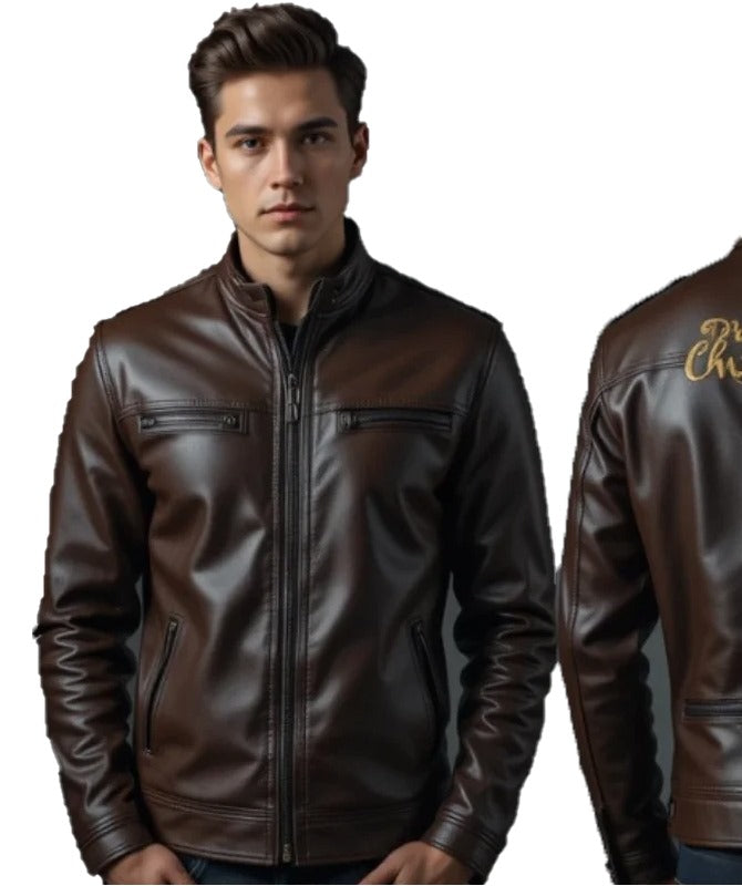 Men’s Heritage Style Dark Brown Cowhide Leather Jacket