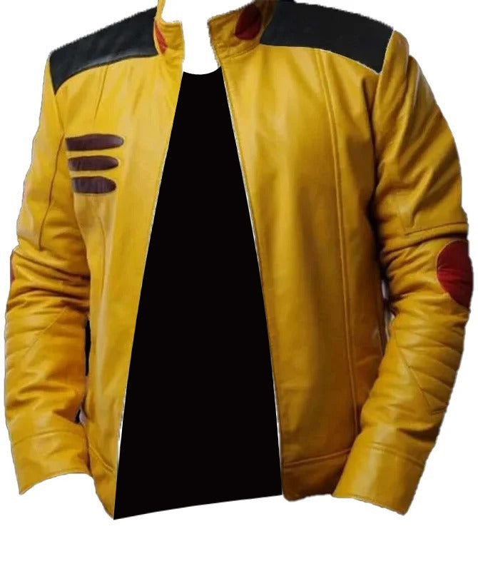 Men’s Bold Yellow Leather Biker Jacket