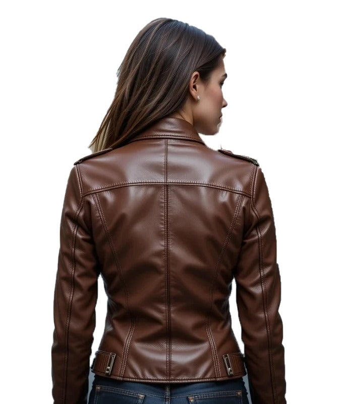 Women's Sheep Leather Genuine Belted Romper Jacket