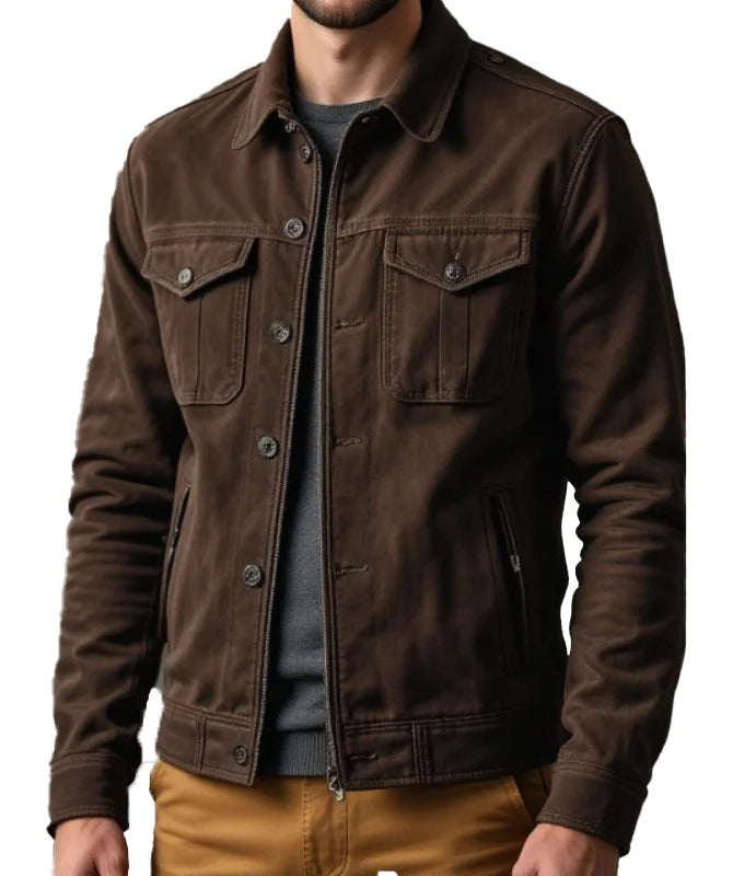 Men’s Brown Suede Trucker Jacket
