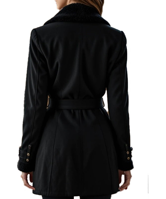 Women's Black Suede Trench Coat