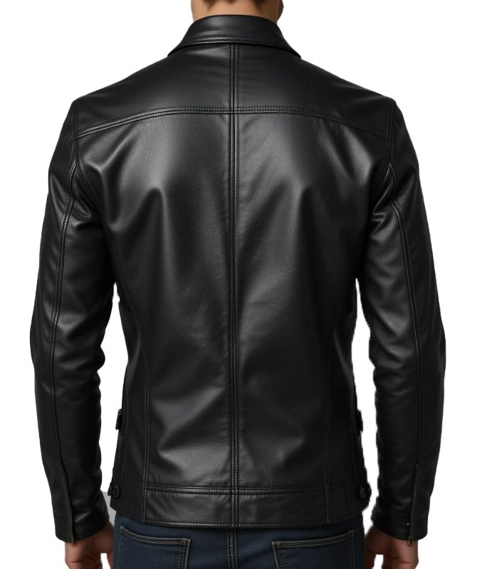 Men’s Genuine Sheep Leather American Flag Jacket