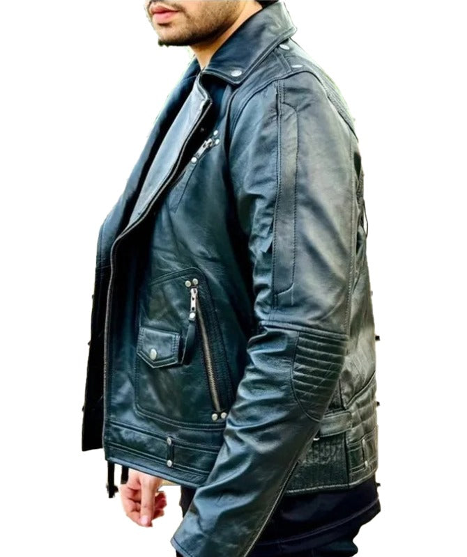Men’s Black Leather Biker Jacket