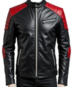 Men’s Black & Red Sheep Leather Biker Jacket