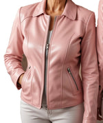 Soft Pink Sheep Leather Jacket for Women’s
