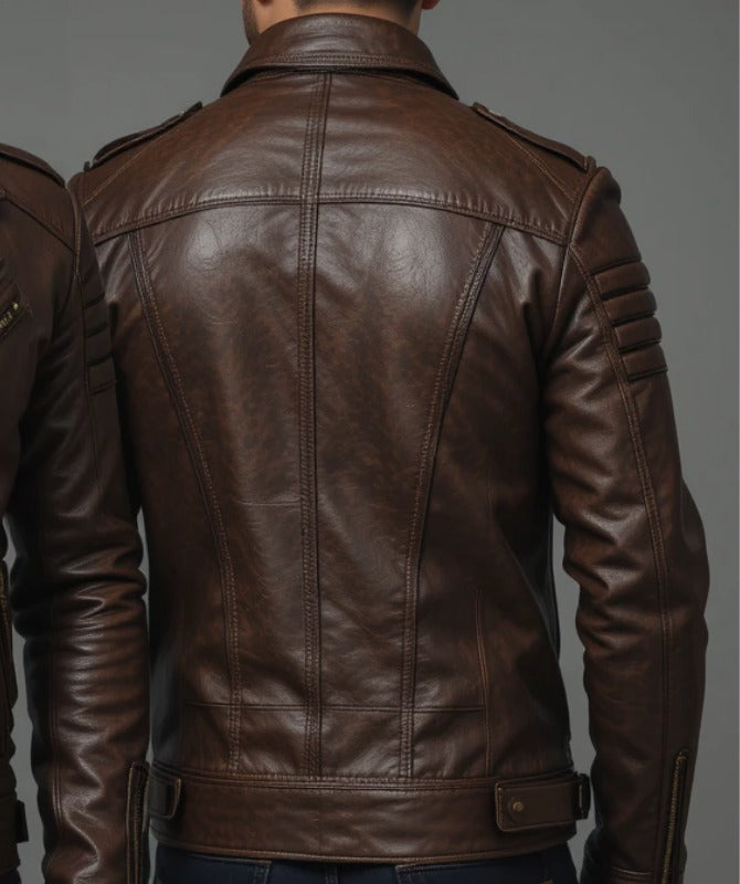 Men’s Brown Sheep Leather Vintage Biker Jacket