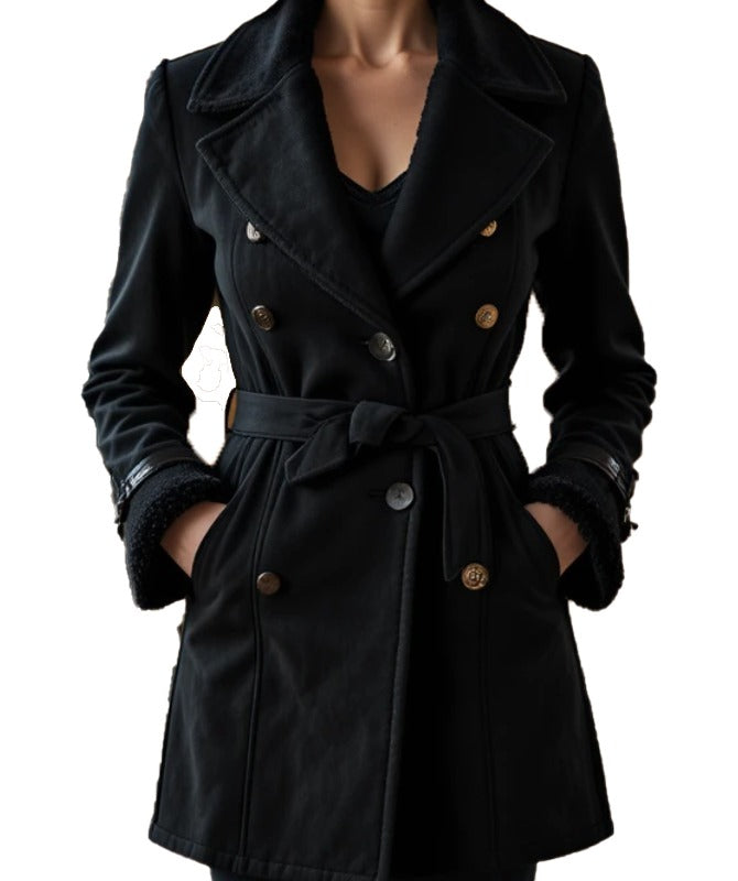 Women's Black Suede Trench Coat