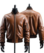 Men’s Brown Cowhide Bomber Leather Jacket