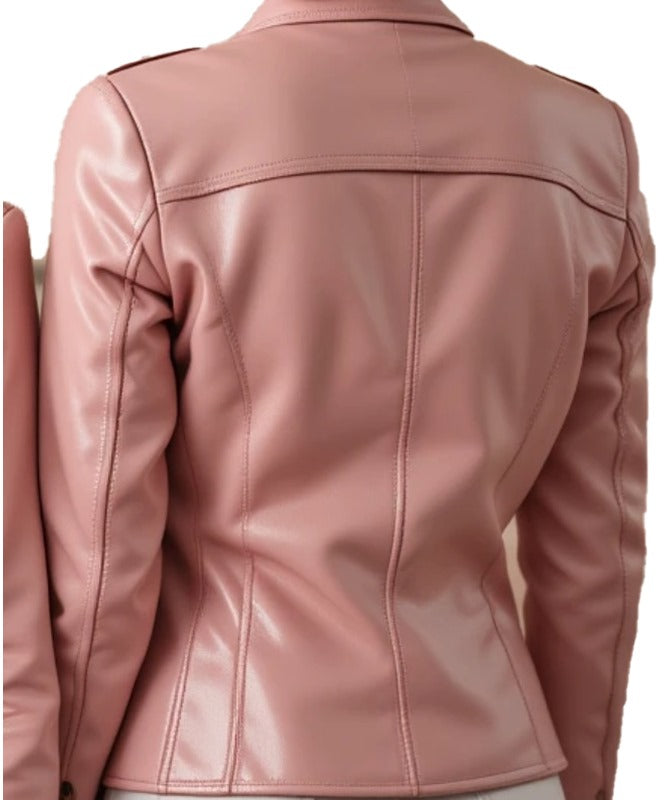 Soft Pink Sheep Leather Jacket for Women’s