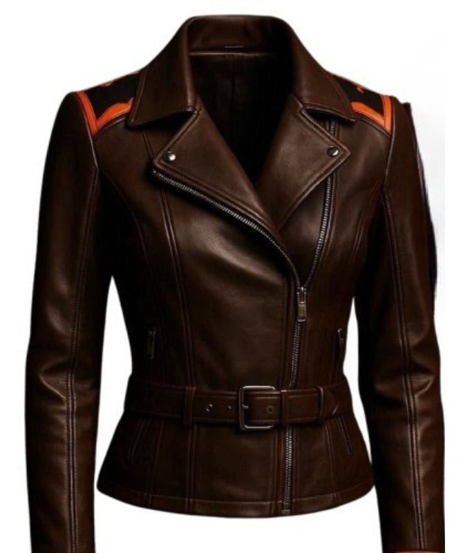 Women’s Brown Sheep Leather Biker Jacket 2025