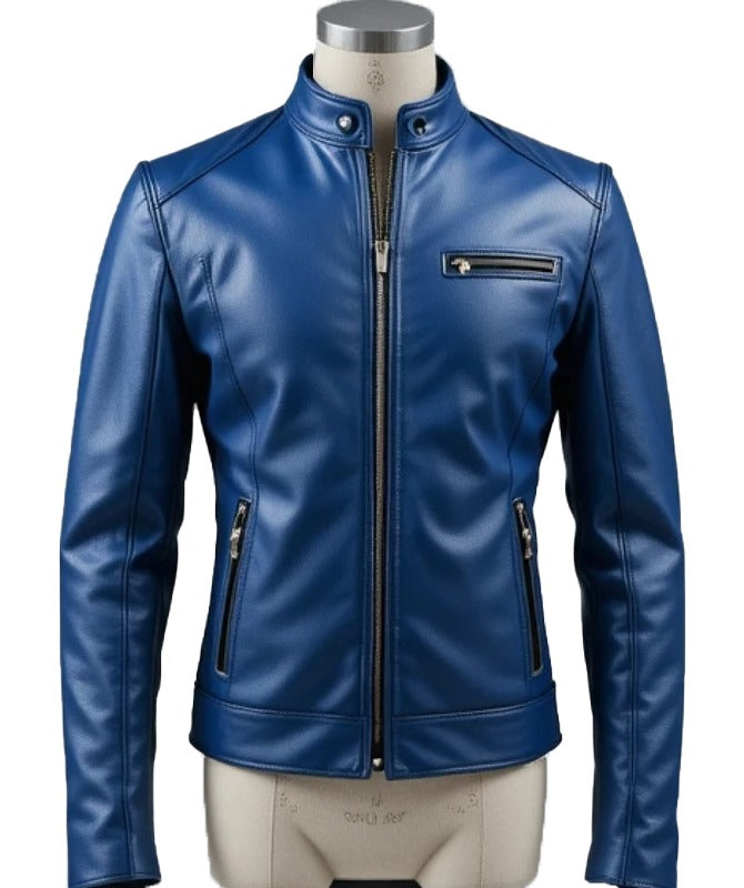 Men’s Royal Blue Sheep Leather Jacket