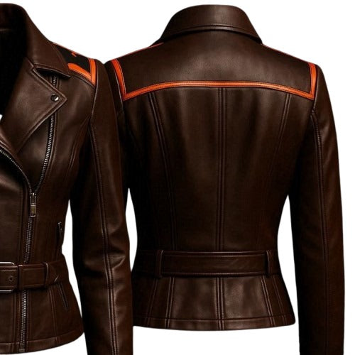 Women’s Brown Sheep Leather Biker Jacket 2025
