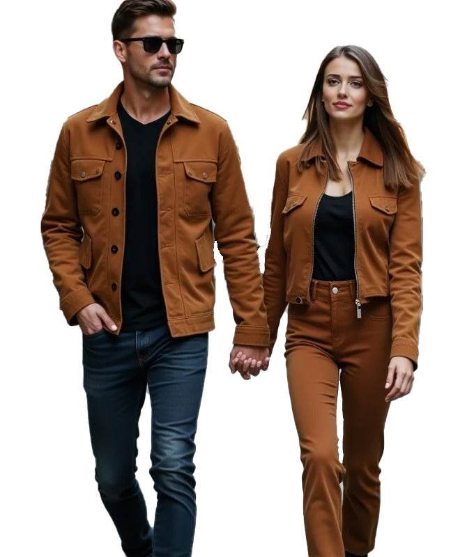 Matching Suede Jackets for Couples Tan Suede