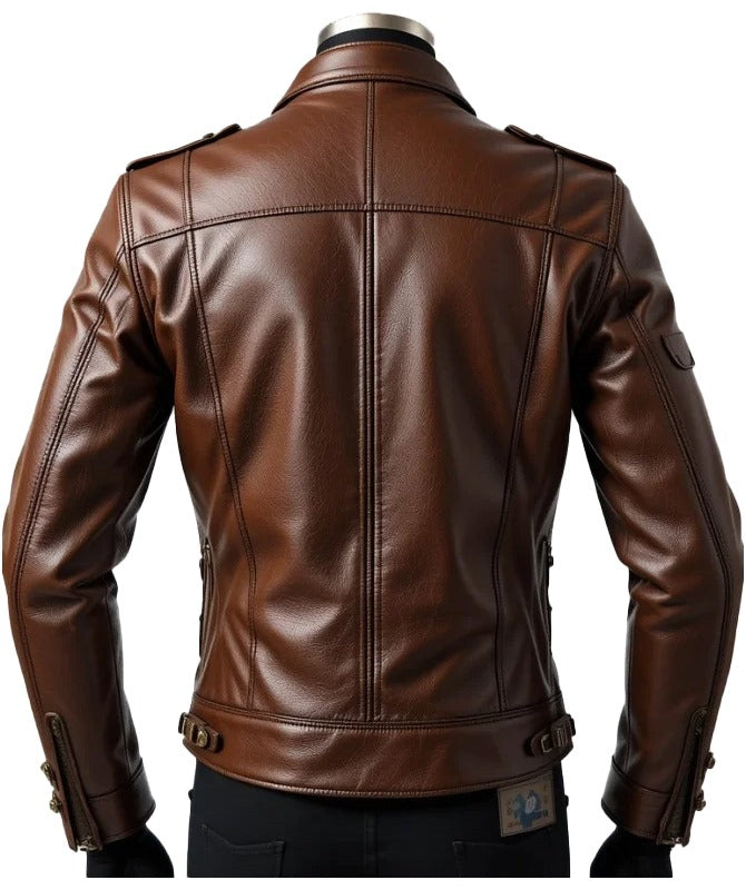 Men’s Vintage Brown Cowhide Military Jacket