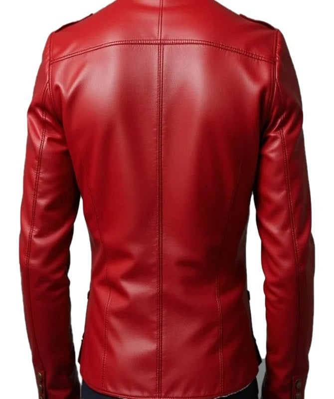 Women's Super Women Red Hero- Inspired Leather Jacket