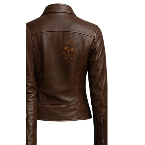 Women’s Halloween Brown Sheep Leather Jacket