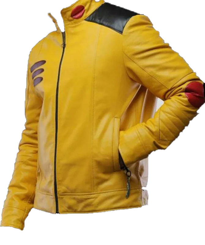 Men’s Bold Yellow Leather Biker Jacket