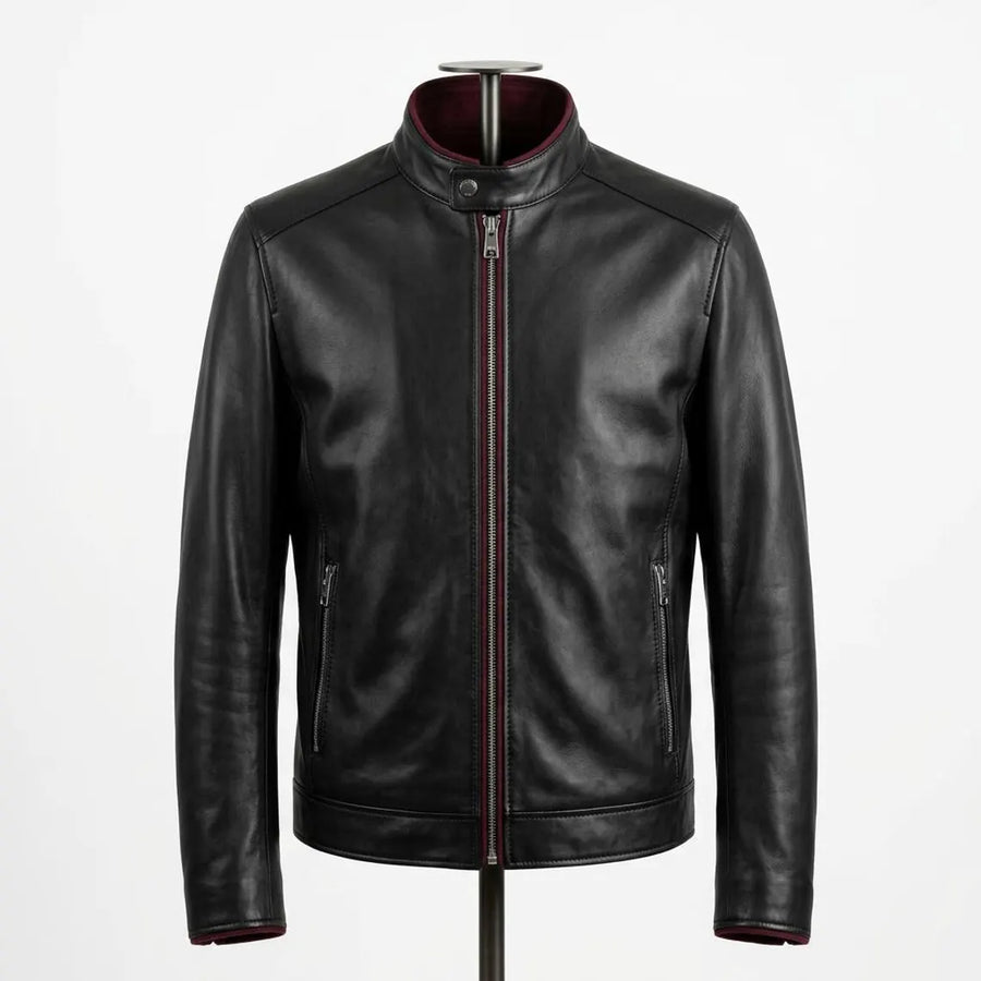 Men's Black Sheep Leather Jacket | Premium Genuine Leather | Sleek Minimalist Style