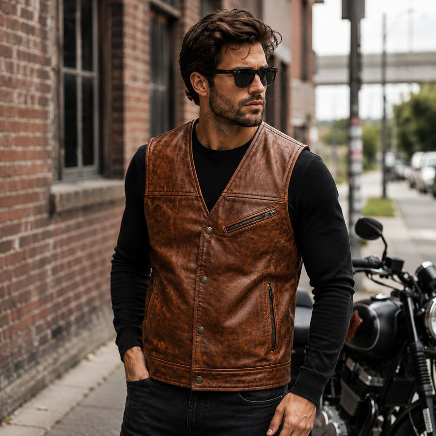 Black Leather Vest Men | Contemporary Premium Style