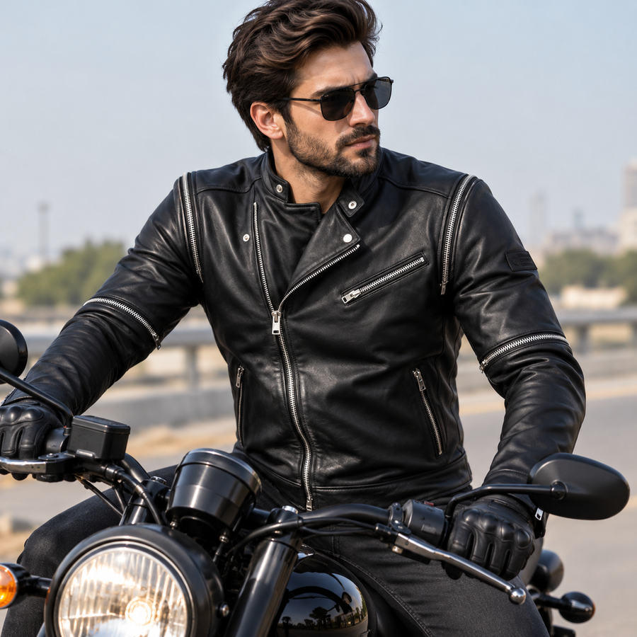 Mens Lambskin Modular Biker Jacket Black Customizable Motorcycle LMen's Black Sheep Leather Motorcycle Biker Jacket | Premium Genuine Leather | Ultimate Rider Styleeather Jacket Casual Riding Outerwear Gift for Him