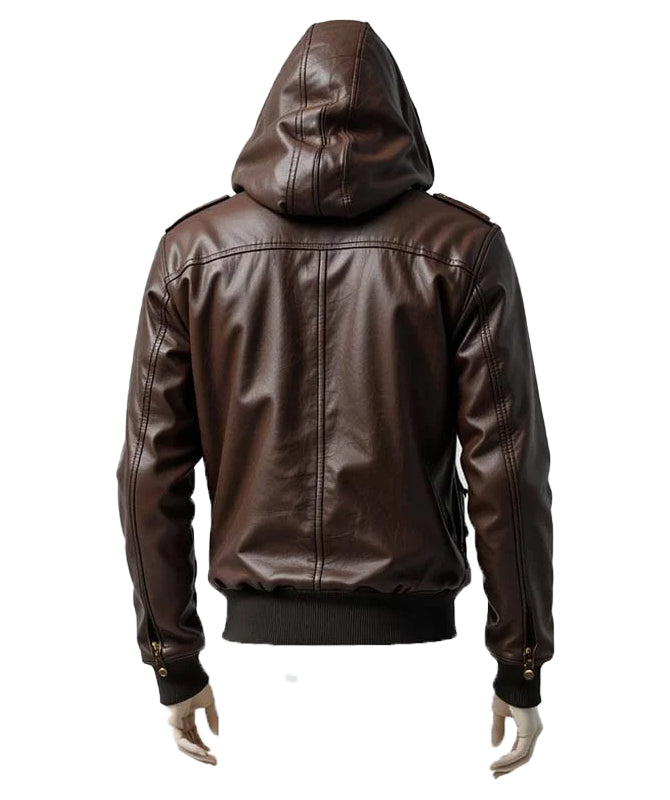 Men’s Brown Hooded Bomber Jacket