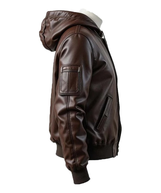 Men’s Brown Hooded Bomber Jacket