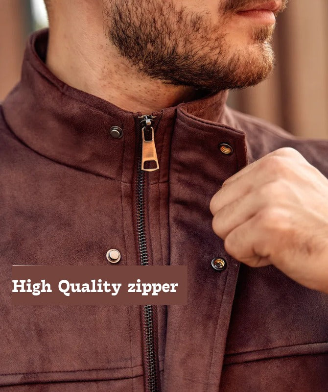 Men’s Brown Suede Leather Jacket – Classic Soft Genuine Suede Outerwear for Stylish Casual Look