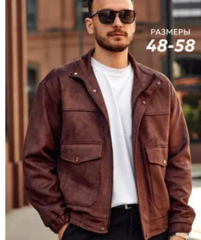 Men’s Brown Suede Leather Jacket – Classic Soft Genuine Suede Outerwear for Stylish Casual Look