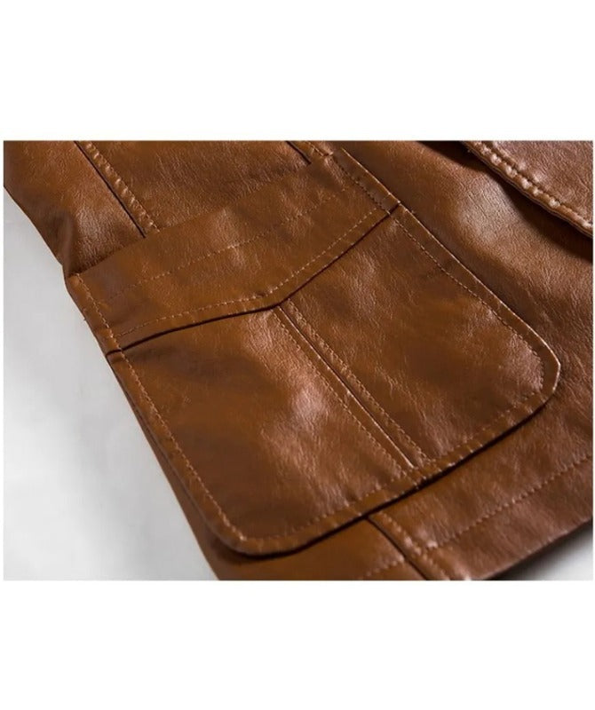 Men’s Genuine Sheep Leather Blazer – Classic Brown Casual & Formal Leather Coat