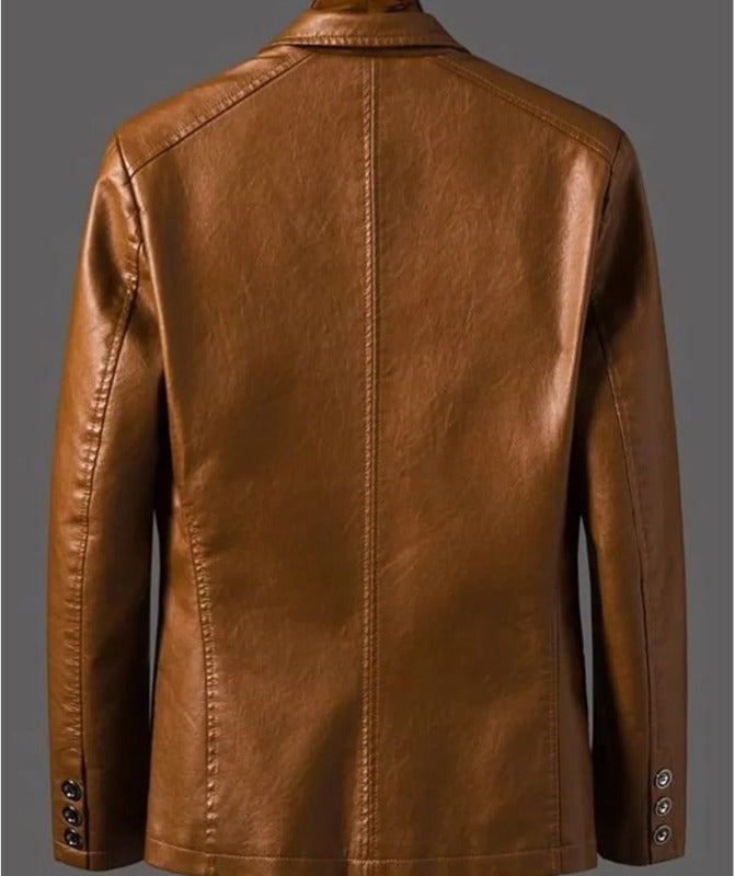 Men’s Genuine Sheep Leather Blazer – Classic Brown Casual & Formal Leather Coat