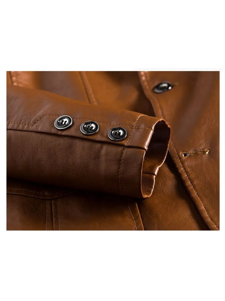 Men’s Genuine Sheep Leather Blazer – Classic Brown Casual & Formal Leather Coat