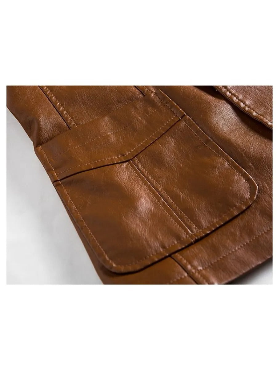 Men’s Genuine Sheep Leather Blazer – Classic Brown Casual & Formal Leather Coat