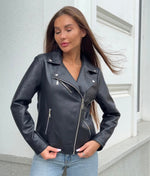 Women's Black Sheep Leather Biker Jacket – Premium Classic Style