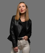 Women's Black Sheep Leather Biker Jacket – Premium Stylish Outerwear