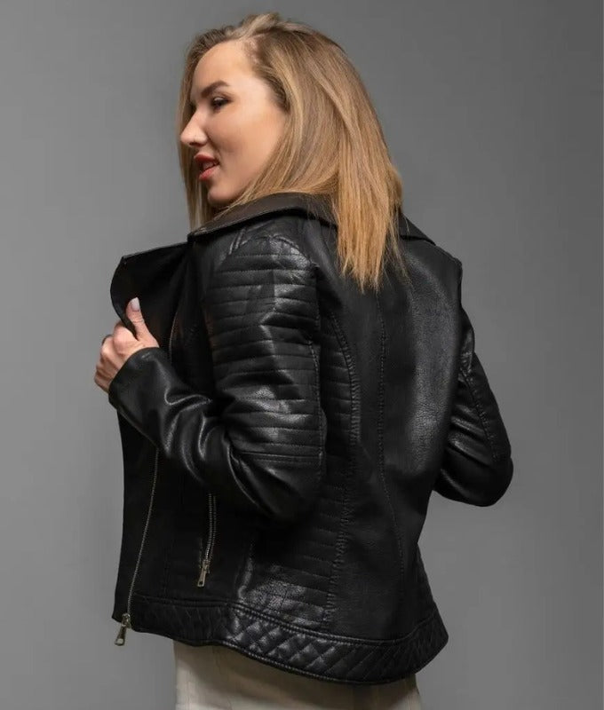 Women's Black Sheep Leather Biker Jacket – Premium Stylish Outerwear