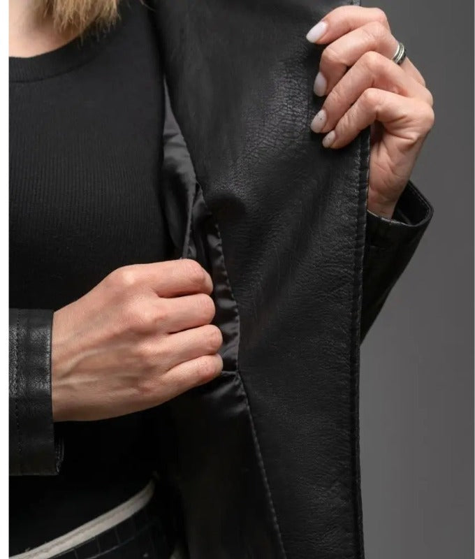 Women's Black Sheep Leather Biker Jacket – Premium Stylish Outerwear