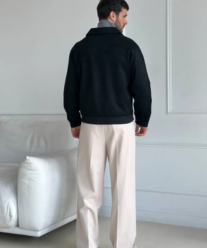 Men’s Classic Black Suede Leather Jacket Premium Soft Suede Material