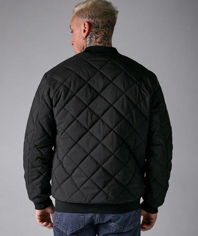 Men’s Black Quilted Bomber Jacket | Stylish Winter Streetwear | Lightweight Puffer Jacket