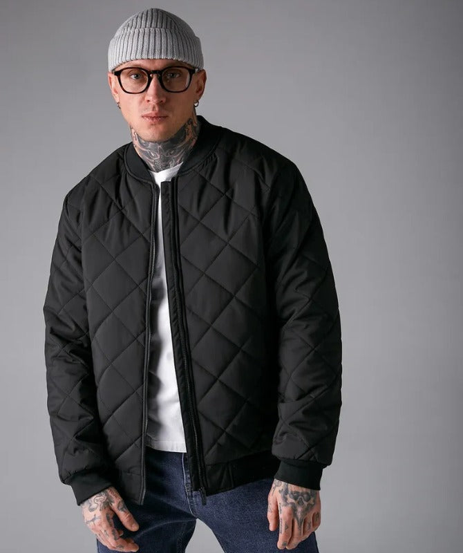 Men’s Black Quilted Bomber Jacket | Stylish Winter Streetwear | Lightweight Puffer Jacket